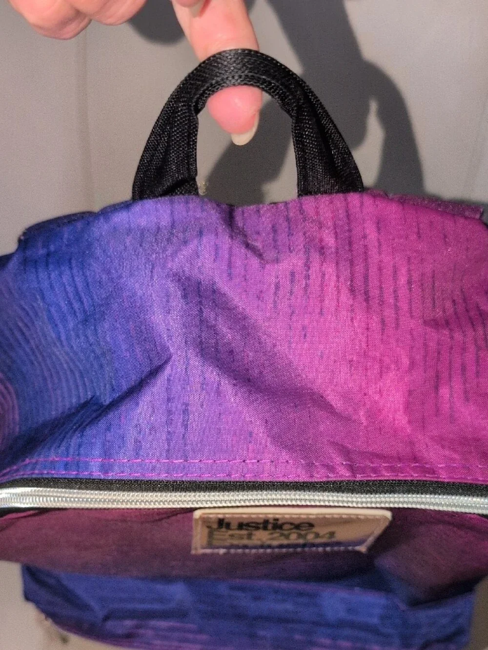 Justice Purple to Blue Ombre Backpack With Rose Gold Accents Vintage